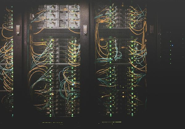 Network cabling connected to switching equipment in a data center